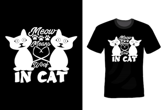 Chat T Shirt Design Typographie Vintage