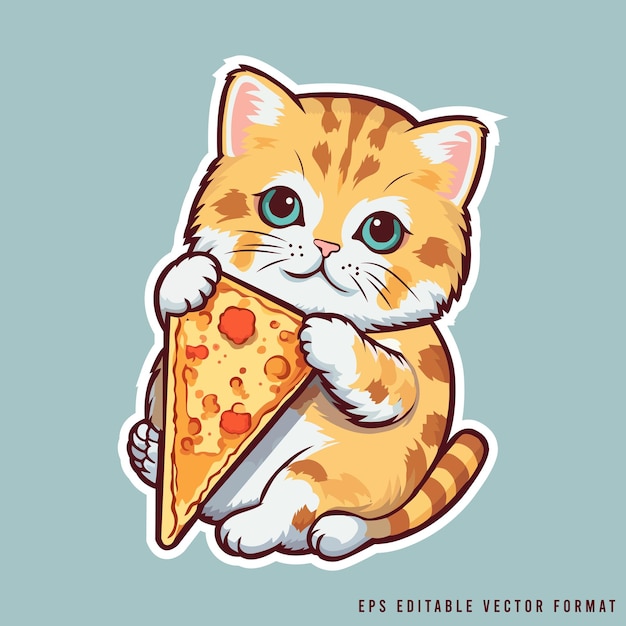 un chat avec une tranche de pizza illustration de stock vectoriel