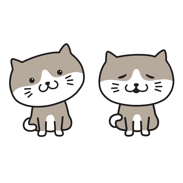 Chat Vecteur Chaton Icône Logo Sourire Dessin Animé