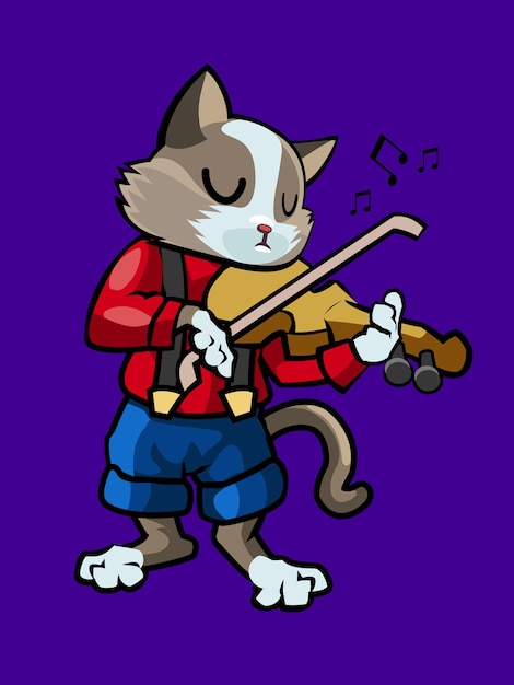 Vecteur chat et violon, partie du corps bien séparée. prêt pour l'animation