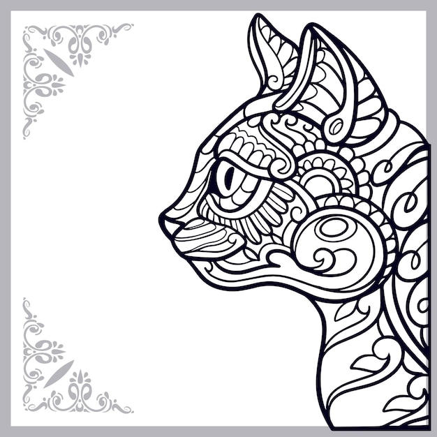 Chat Zentangle Arts Isolé Sur Fond Blanc