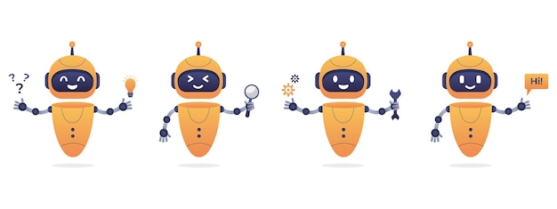 Vecteur chatbot réseau neural serveurs d'ia et technologie de robots chatbot ai personnage mignon