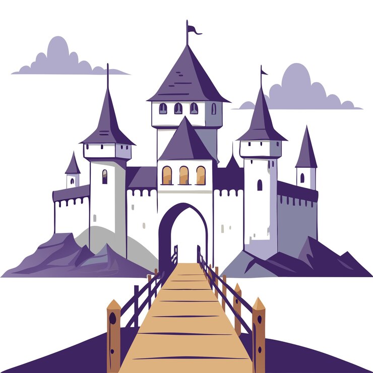 un château avec un château au sommet et un panneau qui dit "le château"
