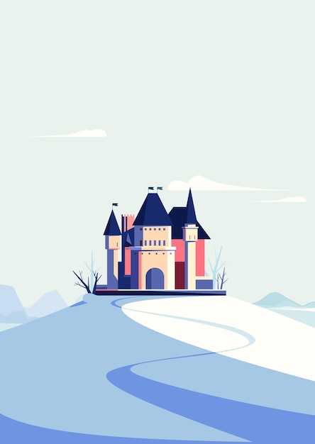 Château sur la colline en hiver