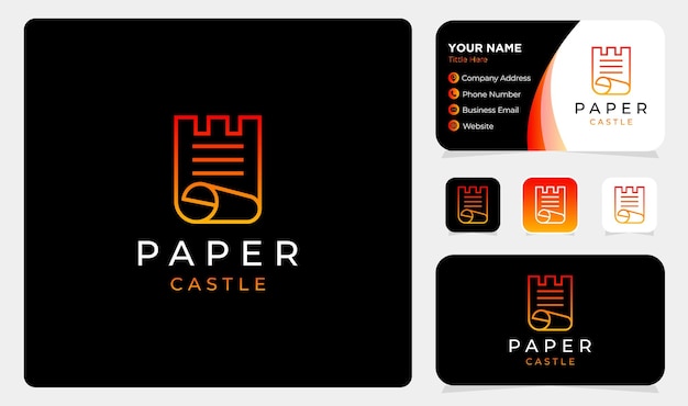 Château Document Papier Logo Design Vecteur Avec Modèle De Carte De Visite