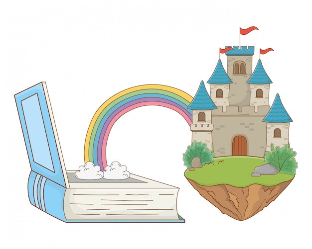 Château isolé avec fanions design illustration vectorielle