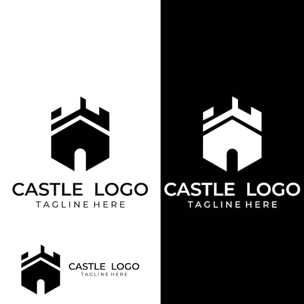 Château Logo Silhouette Château Logo Avec Bouclier Combinaison Design Illustration Vectorielle Modèle