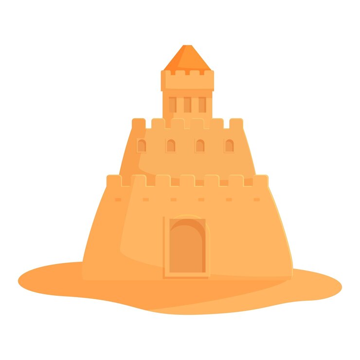 Vecteur château de sable de dessin animé sur fond blanc