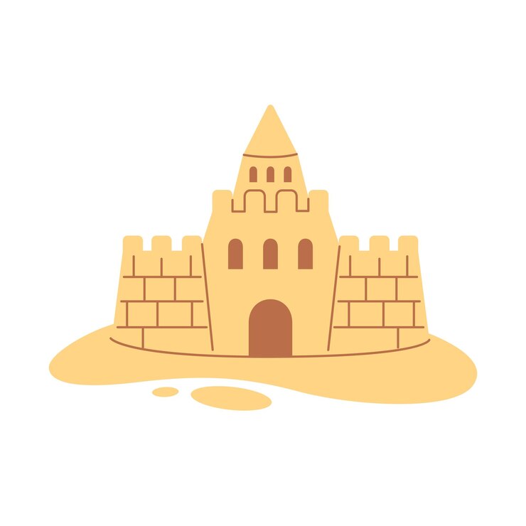 Vecteur château de sable de plage vacances d'été loisirs d'été