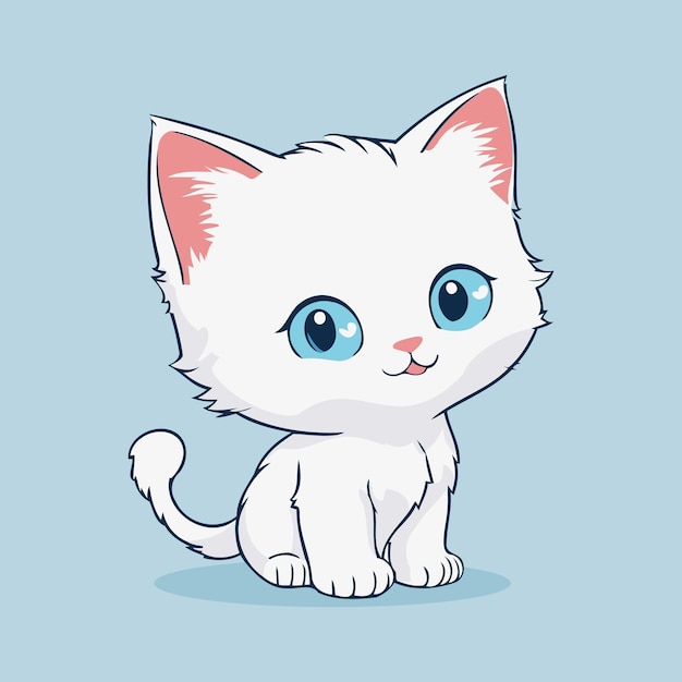 Chaton blanc mignon aux yeux bleus Vecteur Premium généré à base d’IA