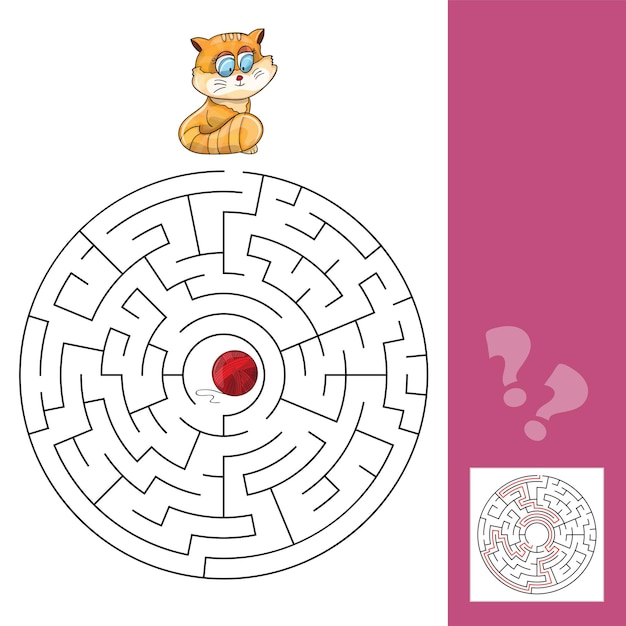 Chaton Et Boule De Laine - Jeu De Labyrinthe Avec Solution