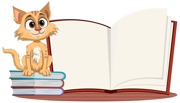 Vecteur un chaton curieux avec un livre ouvert