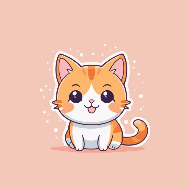 Un chaton de dessin animé mignon illustration adorable d'un chat souriant avec de grands yeux dessin vectoriel d'animal de compagnie