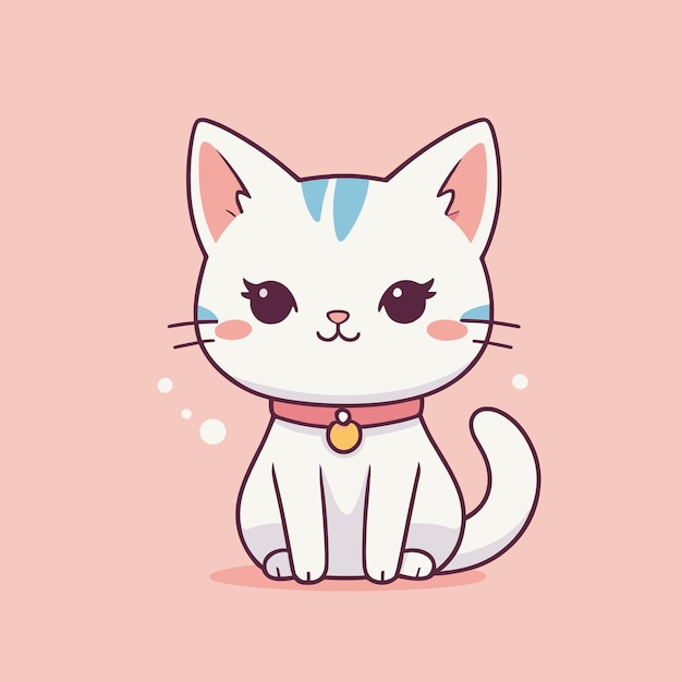 Un Chaton De Dessin Animé Mignon Illustration Adorable D'un Chat Souriant Avec De Grands Yeux Dessin Vectoriel D'animal De Compagnie