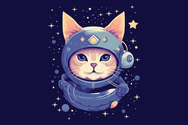 Chaton mignon dans l'espace astronaute de chat de l'espace dans l'espace Illustration vectorielle