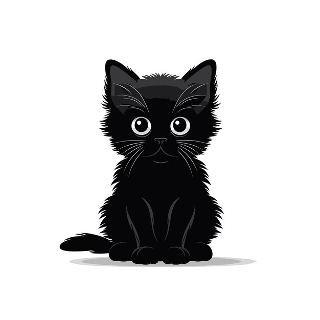 Vecteur un chaton noir et mignon