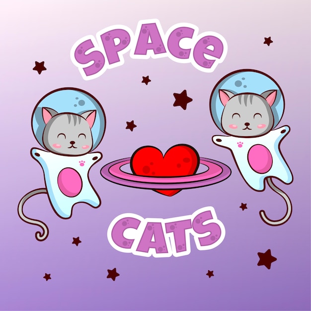 Vecteur chatons astonauts mignons