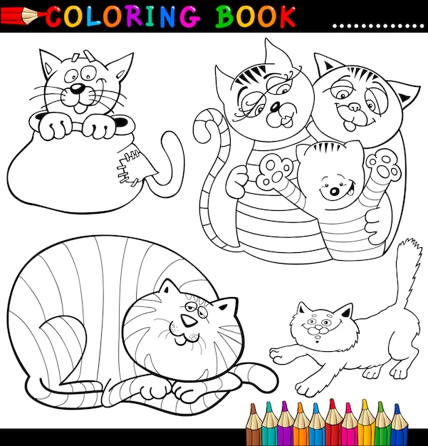 Chats De Dessin Animé Pour Coloring Book Ou Page