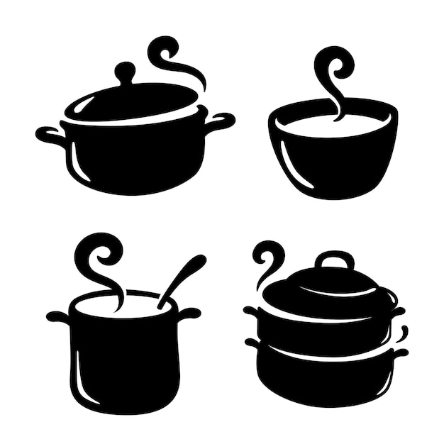 Chaudière symbole silhouette noire batterie de cuisine noire illustration sur fond blanc