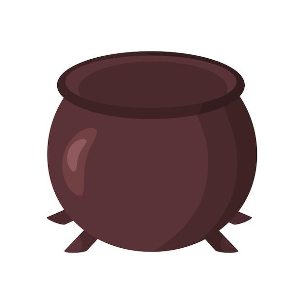 Chaudron Vide Marron Dans Un Style Plat Illustration Vectorielle