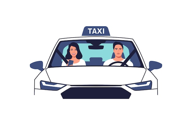 Chauffeur De Taxi Et Une Illustration De Vue Avant Passager