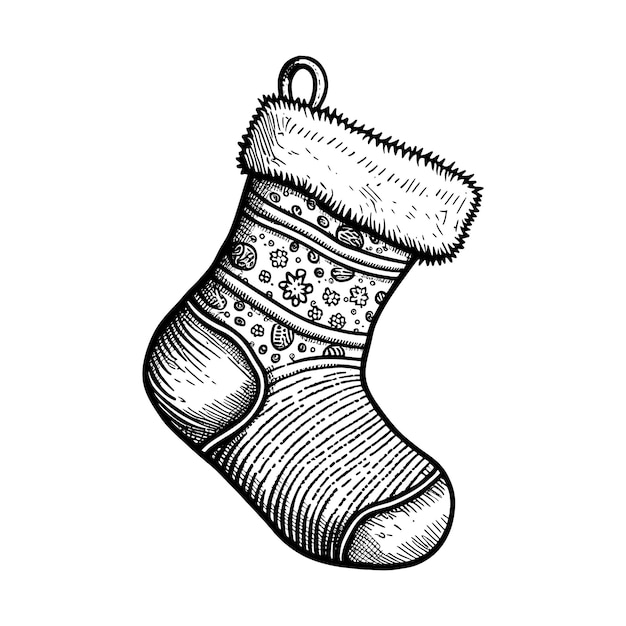 Chaussette de Noël dessinée à la main