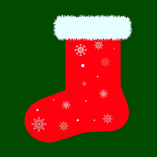Une chaussette de Noël rouge sur fond vert