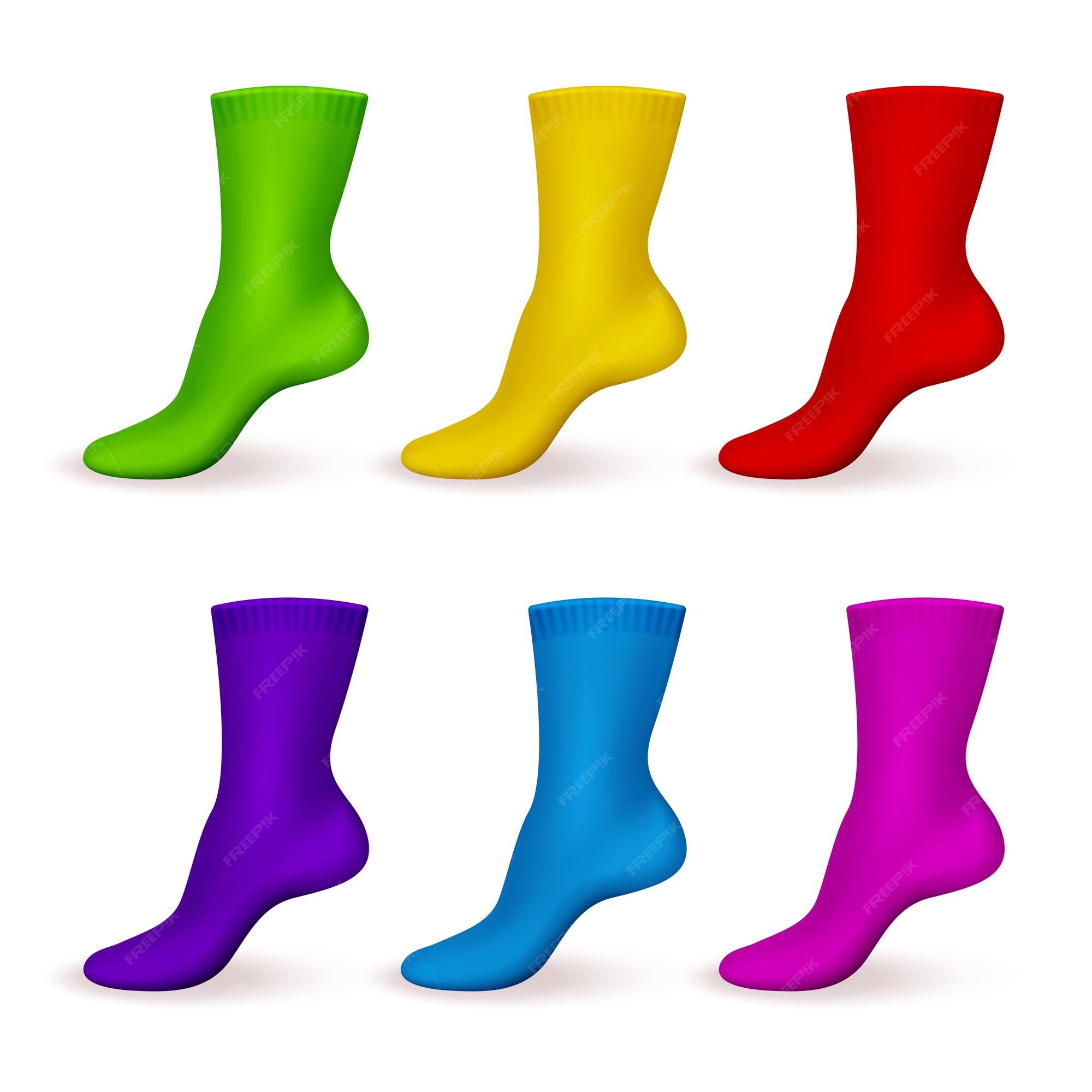 Chaussettes De Couleur Réalistes Accessoires Modernes Pour Hommes Ou Femmes  Vêtements De Pieds Longs Décontractés Modèles D'usure Simples Empreintes Et  Golfs De Sport Objets Isolés Collection D'éléments De Costume Ensemble  Vectoriel 3d