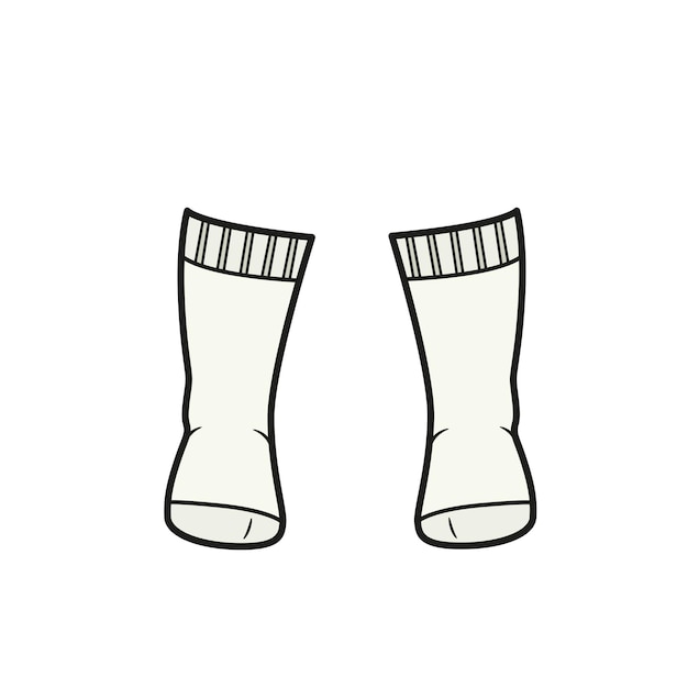 Vecteur chaussettes hautes pour fille variation de couleur pour la coloration sur fond blanc