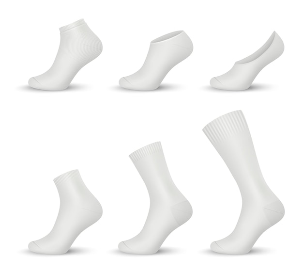 Chaussettes Réalistes Chaussures Modernes Chaussettes Façonnées Pour Le Sport Et Les Activités Quotidiennes Maquettes Vectorielles Décentes Collection 3d