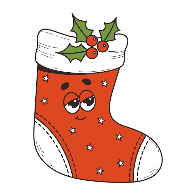 Des chaussettes rouges de Noël, des personnages de dessins animés rétro, des décorations traditionnelles de Noël.