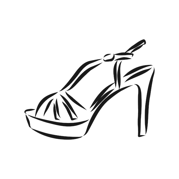 Chaussure De Femme, Croquis De Vecteur, Chaussure De Femme, Illustration De Croquis De Vecteur