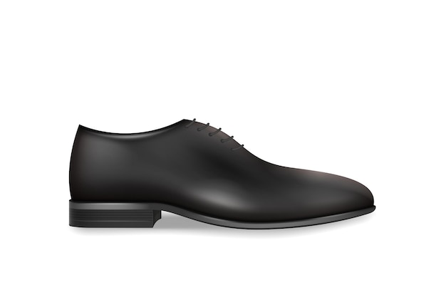 Vecteur chaussure réaliste botte oxford élégante pour hommes noirs sur lacet icône d'élément de tenue masculine classique