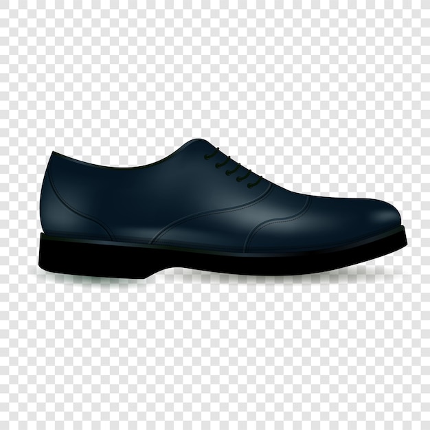 Vecteur chaussure réaliste hommes noirs élégants botte oxford sur lacet isolé sur fond transparent