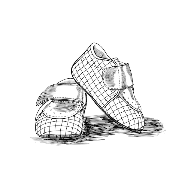 chaussures de bébé croquis dessiné à la main