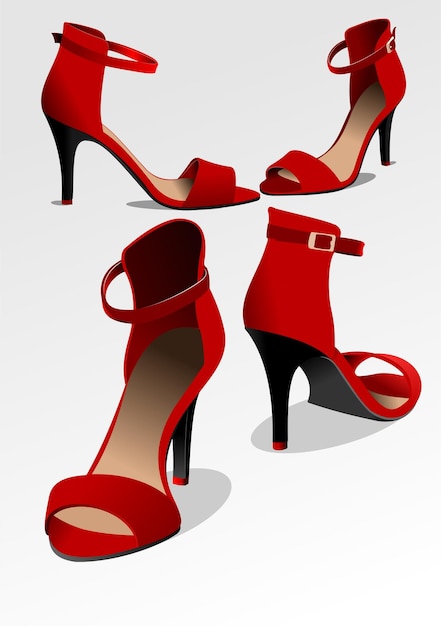 Vecteur des chaussures bleues claires pour femmes de mode 3d vectorielles dessinées à la main par adobe illustration