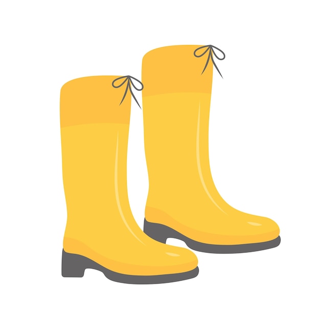 Chaussures en caoutchouc jaunes hautes et propres concept de protection des chaussures agricoles de jardinage et d'agriculture