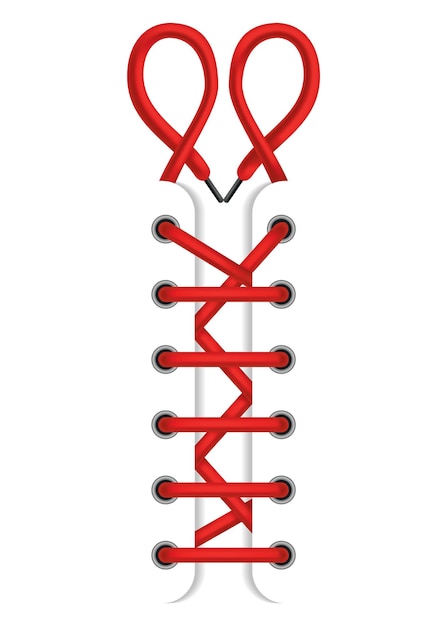 Chaussures En Dentelle Rouge Schéma De Lier Les Lacets Icône Avec Lacet Attaché Isolé Sur Fond Blanc Option Dentelle Comment Lacer Les Chaussures