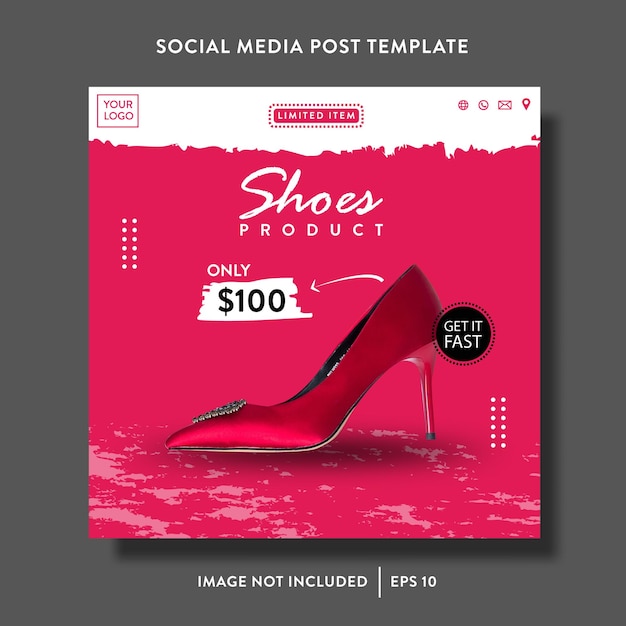 Vecteur chaussures de promotion de produit vente de publication sur les réseaux sociaux ou modèle de flyer