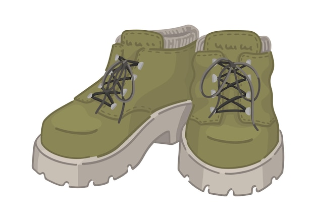 Vecteur des chaussures de randonnée doodle clipart de bottes de randonnées de style dessin animé illustration vectorielle isolée sur blanc