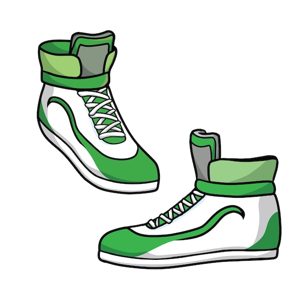 chaussures de sport ou baskets de couleur vert vectoriel dans différentes vues