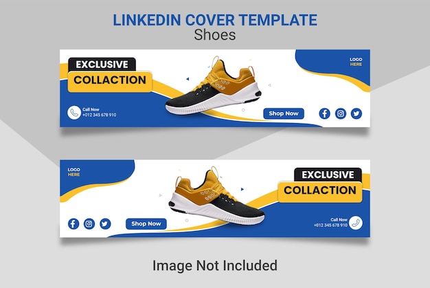 Vecteur chaussures de sport dynamiques couverture linkedin et conception de modèle de publication instagram.