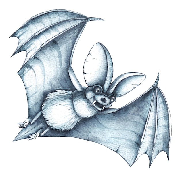 Chauve-souris aquarelle sur fond blanc