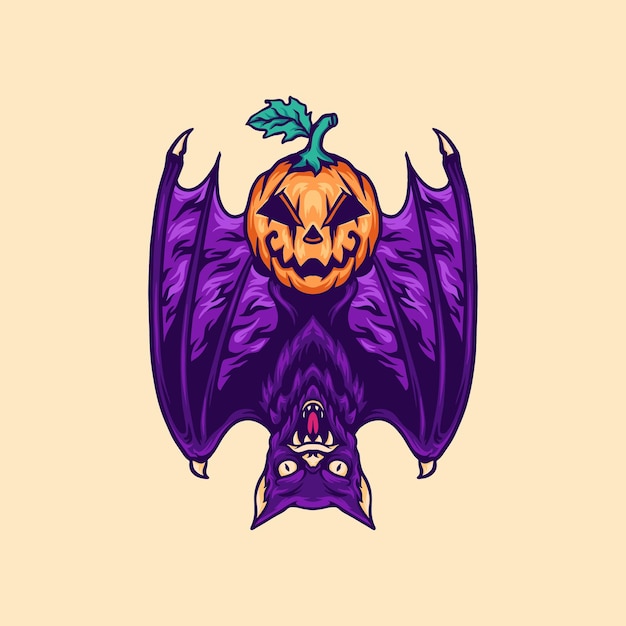 Chauve-souris, Et, Citrouille, Halloween, Illustration