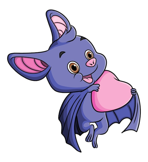 La Chauve-souris Tient La Poupée De Coeur Pour La Saint-valentin D'illustration