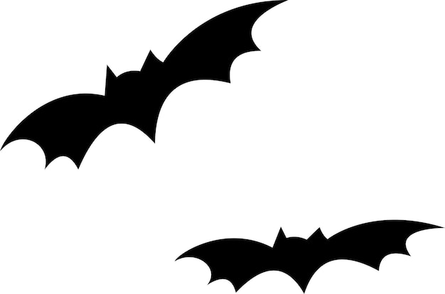 Chauves-souris noires sur fond blanc, symbole d'halloween, vecteur