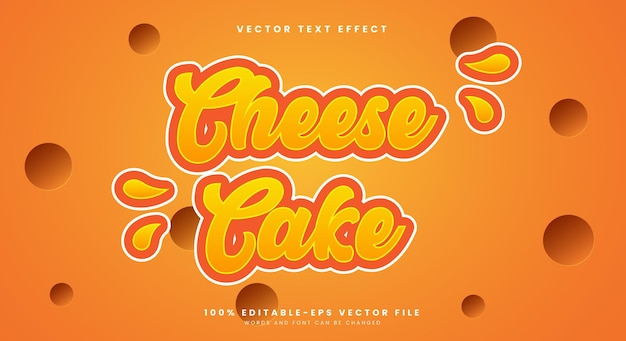 Cheese Cake 3d effet de texte modifiable modèle avec style dessin animé