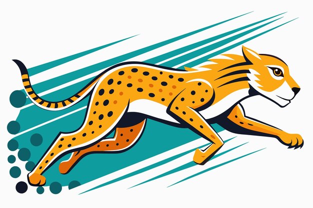 Vecteur cheetah sprints à travers la piste dans cette illustration rapide parfait pour n'importe quel fan d'athlétisme avec un mouvement fluide et des détails frappants cheetah design compétitif en cours d'exécution