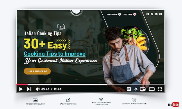 Chef De Cuisine Youtube Thumbnail Template Vector Premium