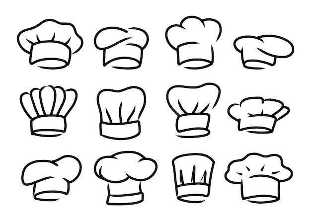 Vecteur chef cuisinier icônes vectorielles logos de casquette de cuisinier pour restaurant